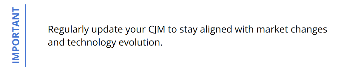 Important - Regularly update your CJM to stay aligned with market changes and technology evolution.