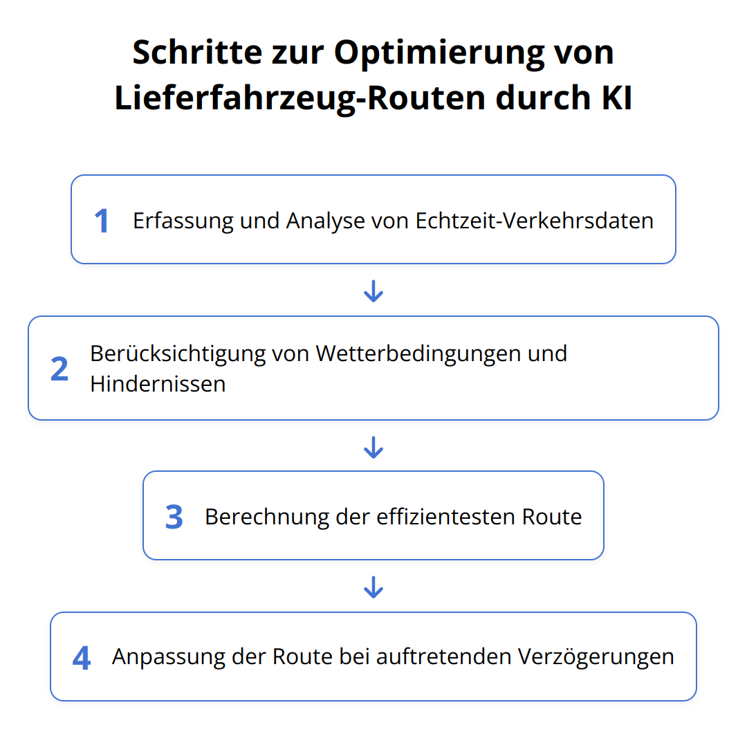 Flow Chart - Schritte zur Optimierung von Lieferfahrzeug-Routen durch KI